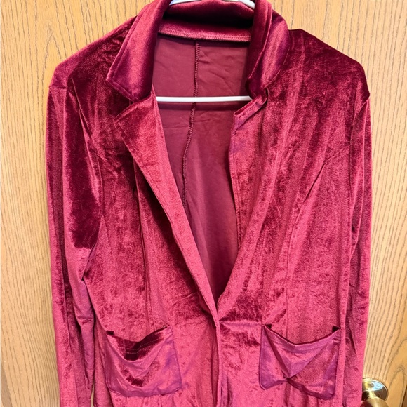 Nordstrom Velvet Red Blazer Jacket Cardigan - Picture 3 of 5